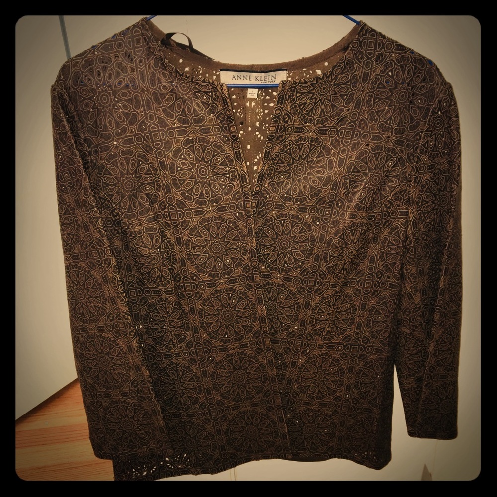 Anne Klein Brown Leather Jacket Blazer